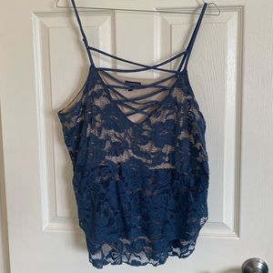 Express blue Lacy strappy tank size Large